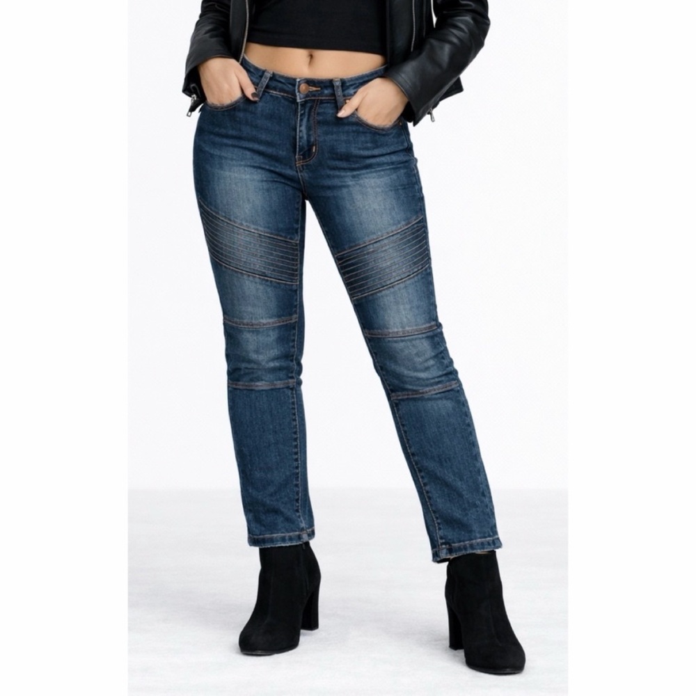 MONARDA • Casual Blue Moto Skinny Jeans, 3